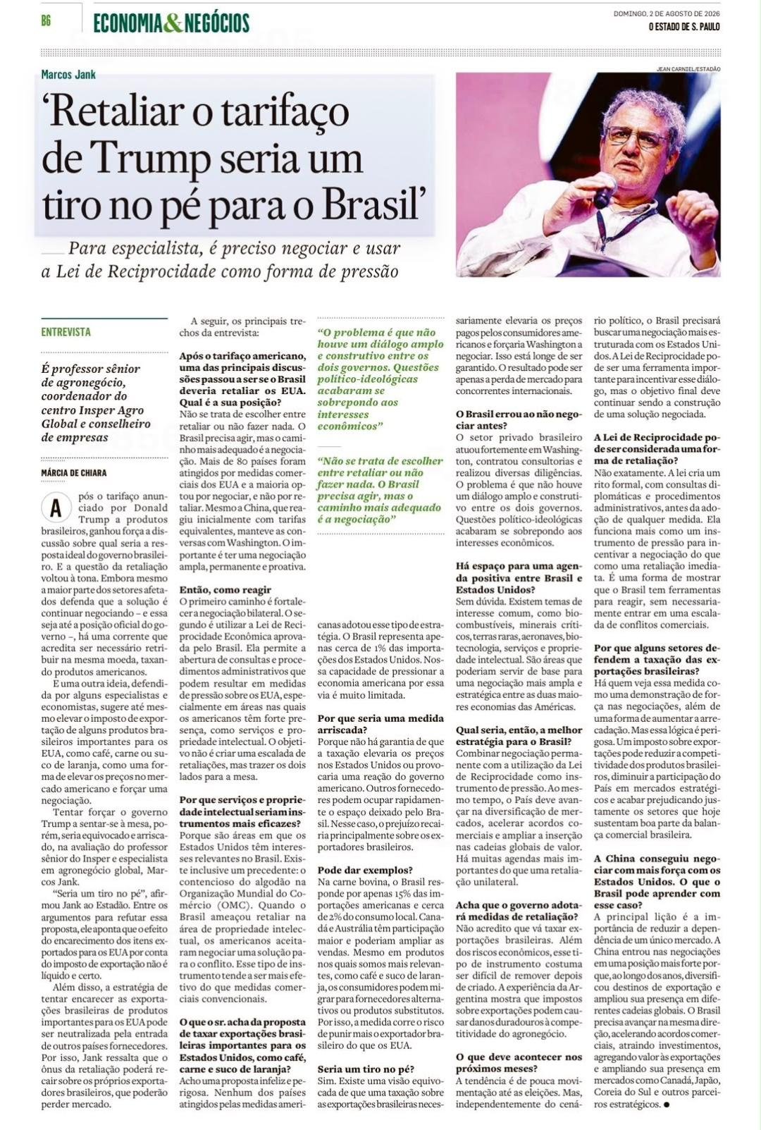 Retaliar o tarifaço de Trump seria um tiro no pé