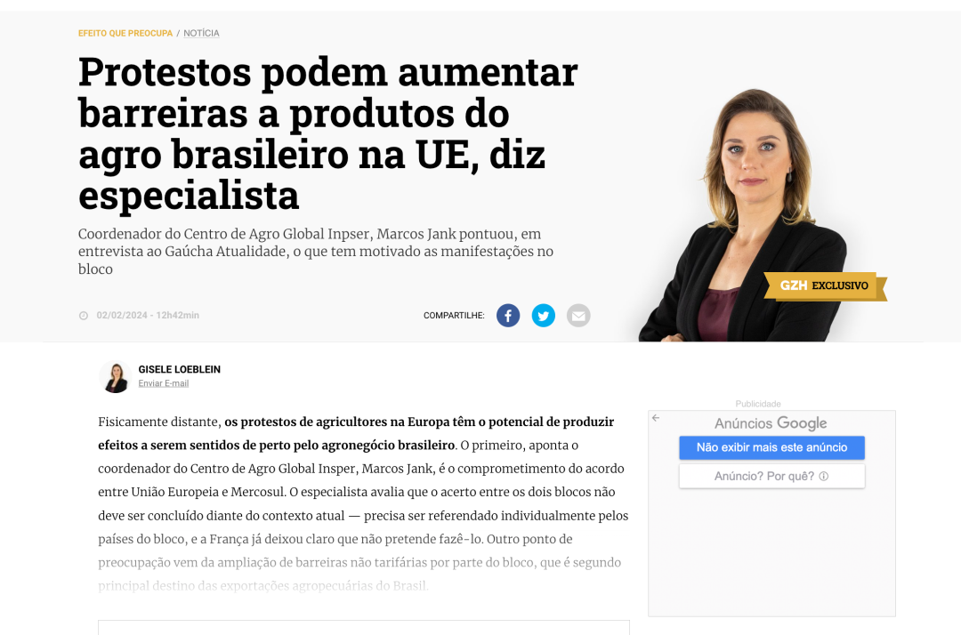 Protestos podem aumentar barreiras a produtos do agro brasileiro na UE