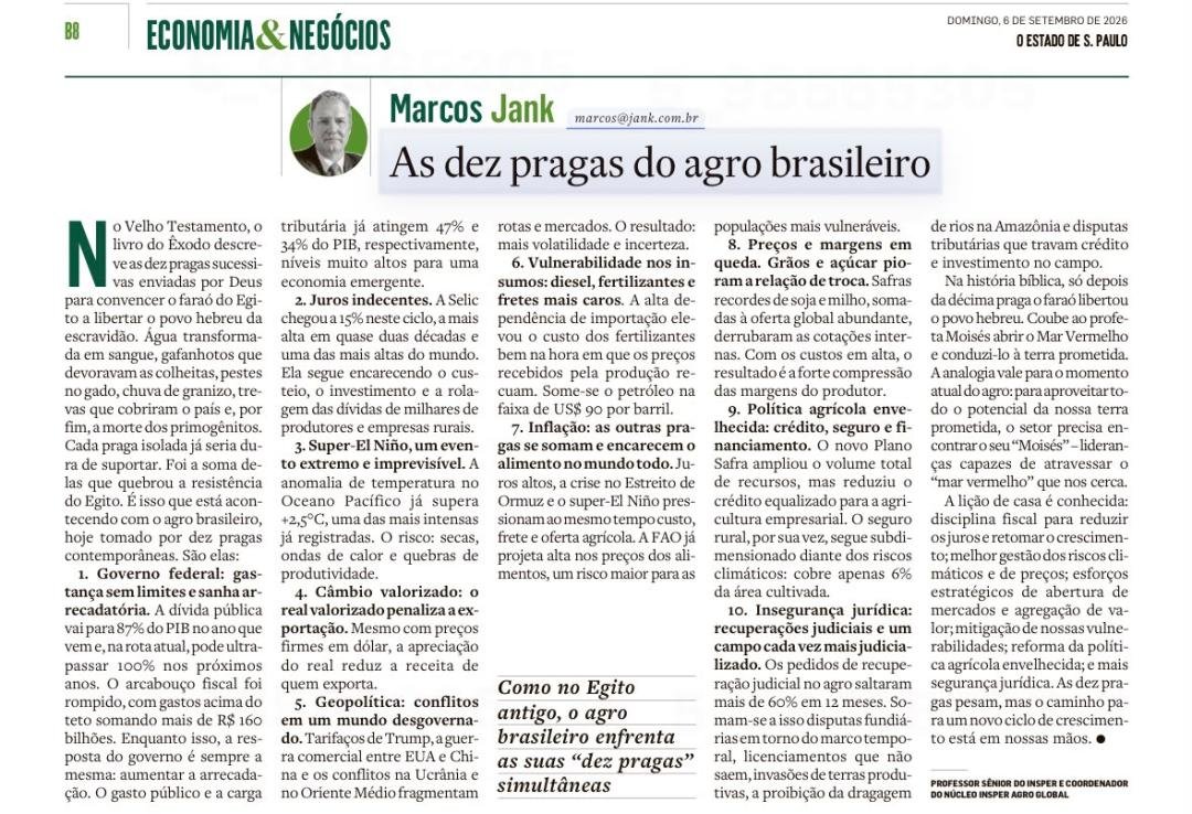 As dez pragas do Agro Brasileiro