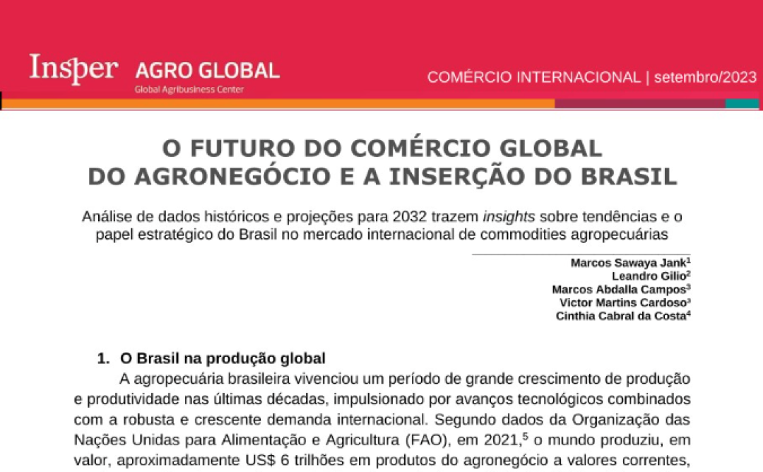 O futuro do comércio global do agronegócio e a inserção do Brasil